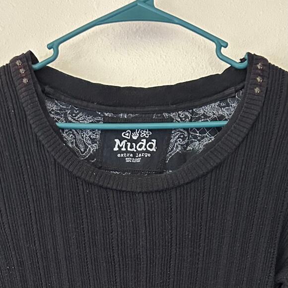 Vintage Mudd ribbed fitted tunic sweater Y2K gothic grunge twilight indie XL - Picture 3 of 14